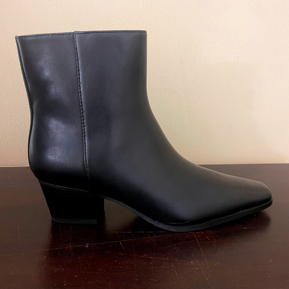 Old Navy Black City Bootie Square Toe Block Heel Ankle Boots Womens 6.5 788053-0 - Picture 3 of 8